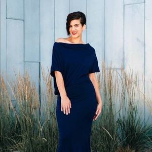 Navy fitted maxi dress